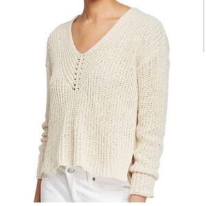 Eileen Fisher Ecru V-neck Yarn Sweater